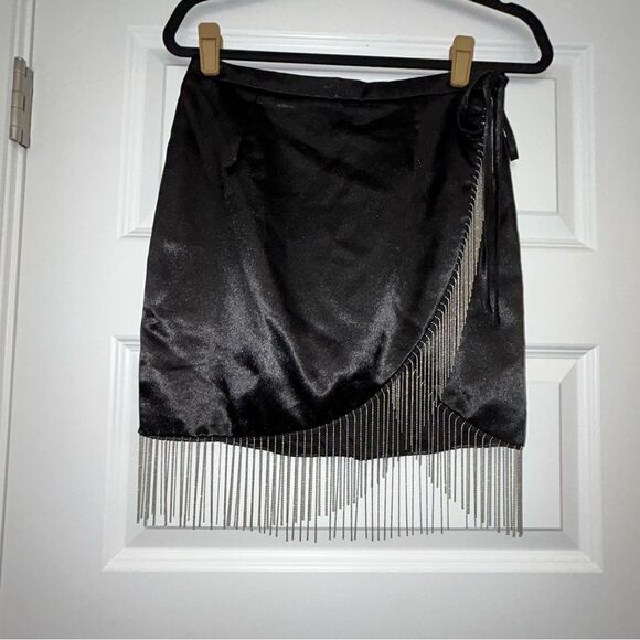 Superdown Revolve Penelope Fringe Faux Wrap Beaded Mini Skirt - Picture 1 of 7